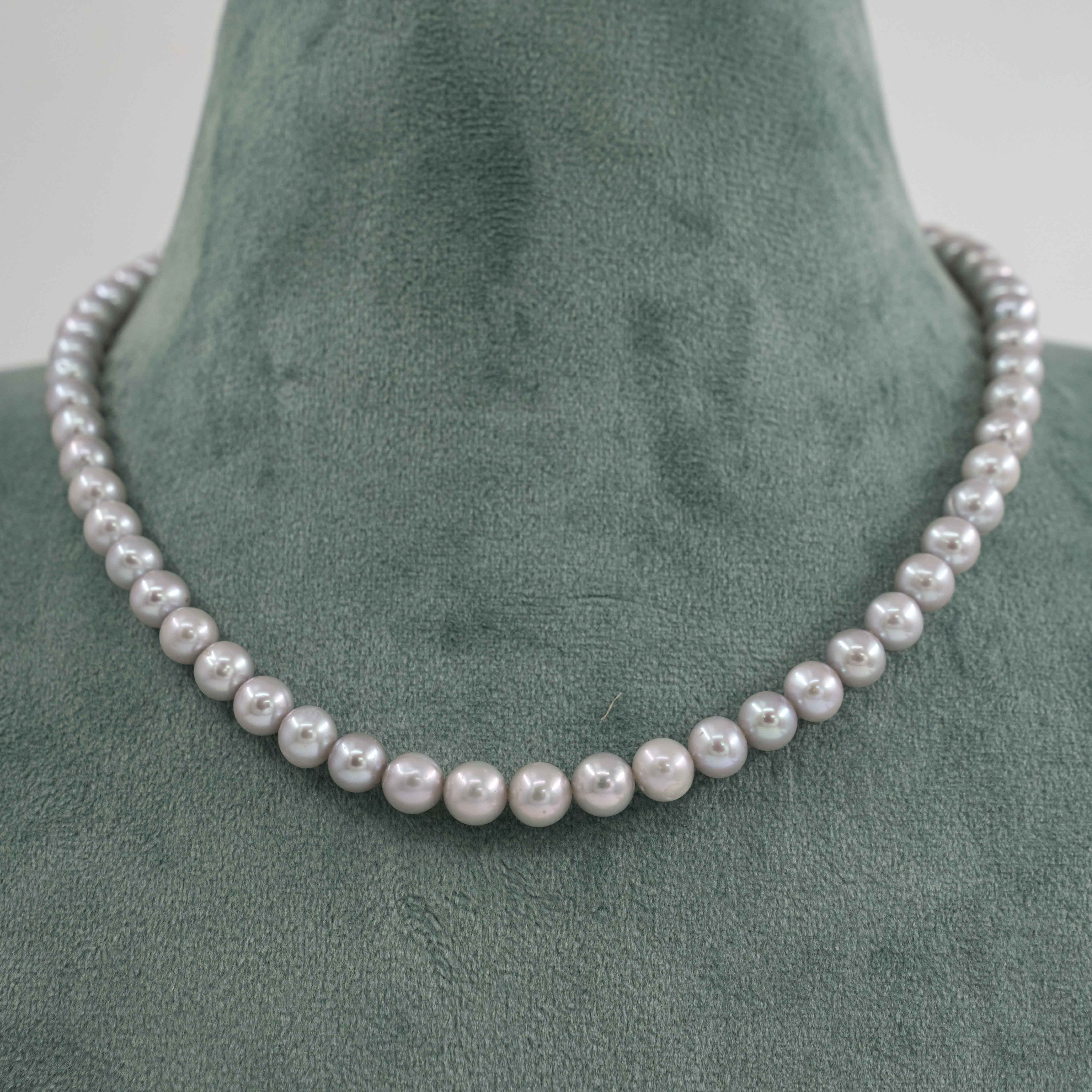 The Pearl Atelier by Kabra Pearls - Steel Grey single layered Pearl necklace